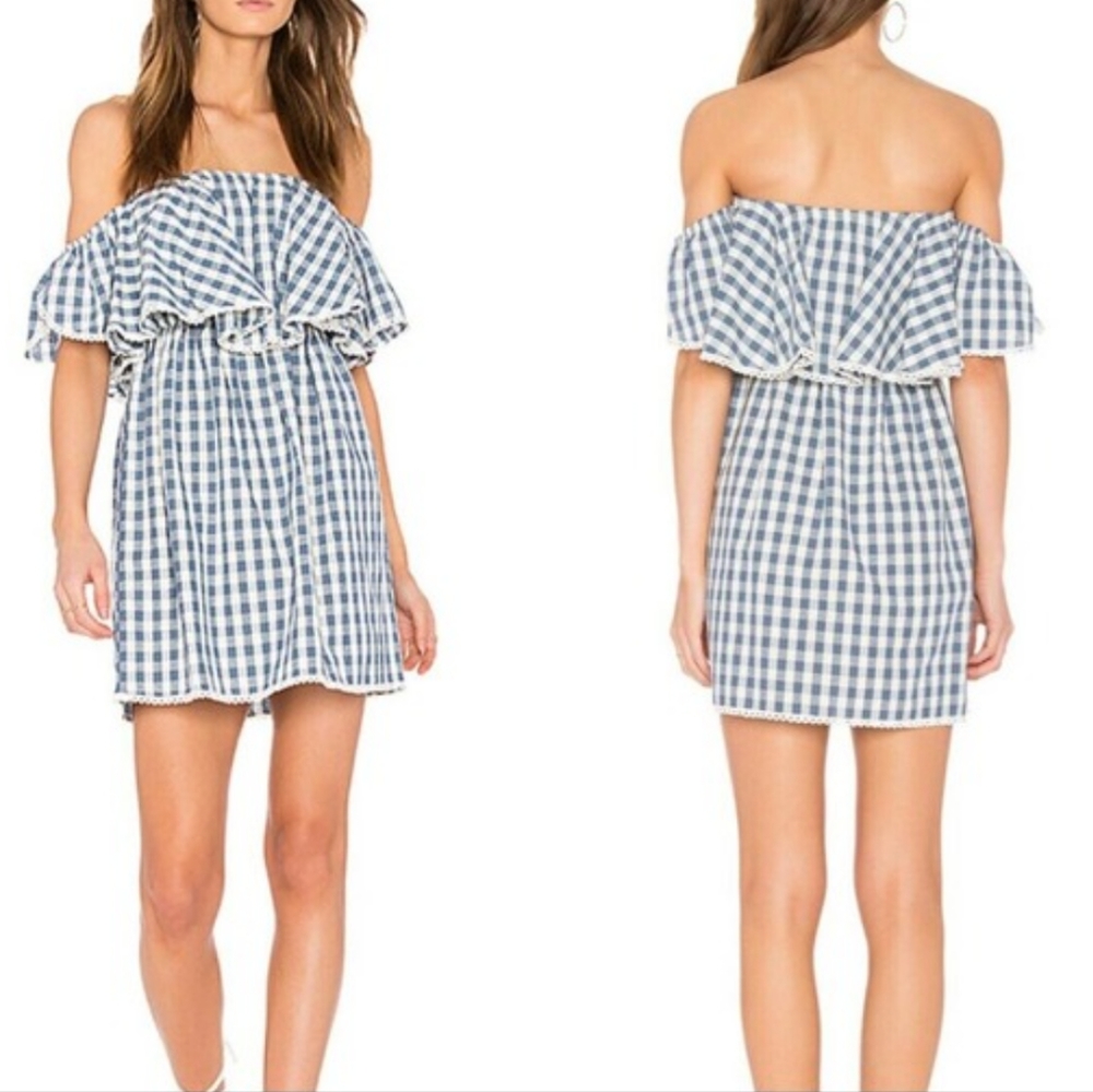 Misa Los Angeles Blue and White Gingham Mini Dress